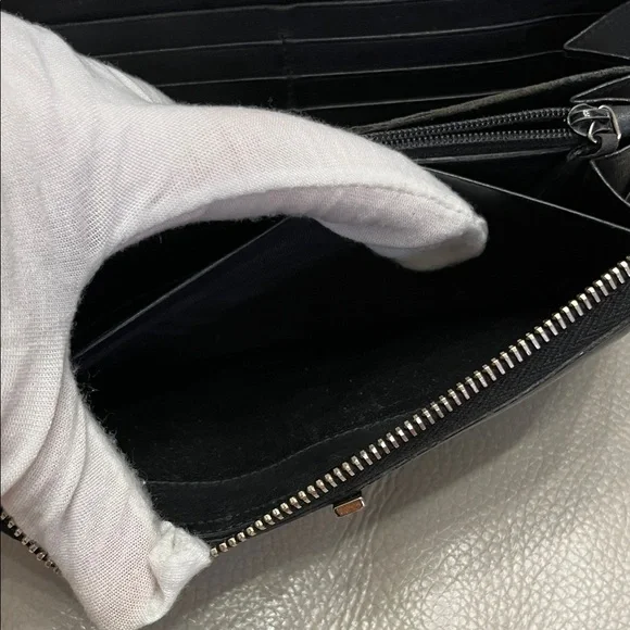 YSL Black Leather Wallet with Gold Accents - Picture 10 of 14